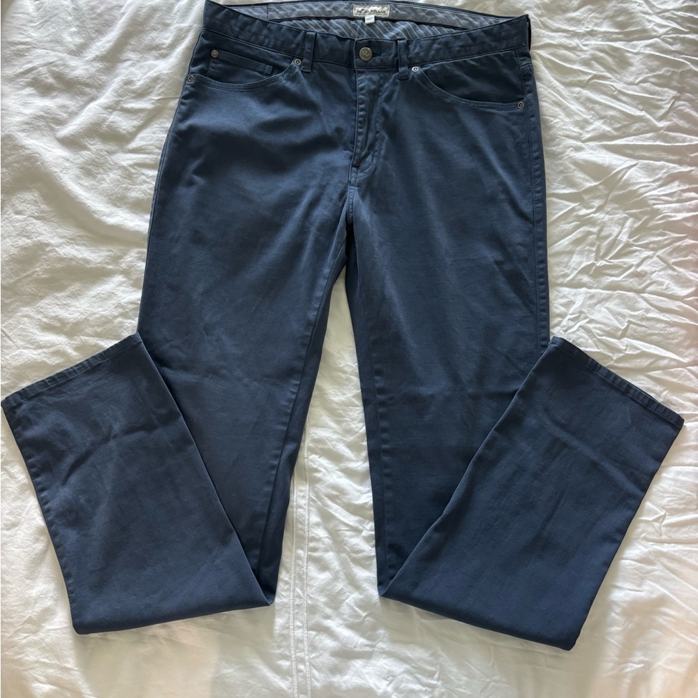 Peter Millar Navy Blue Chino Pants Classic Fit Cotton Modal Stretch